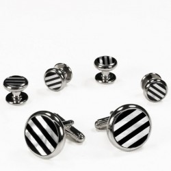 PEARL and ONYX STRIPES STUDS and CUFF LINKS by Cardi