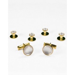 WHITE and GOLD STUDS and CUFF LINKS by Cardi