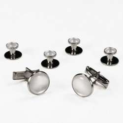 WHITE and SILVER STUDS and CUFF LINKS by Cardi