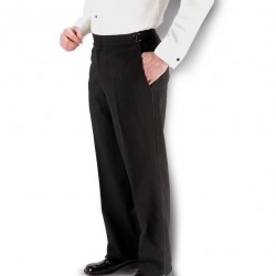 BLACK SUPER 150s FLAT FRONT TROUSERS by Cardi