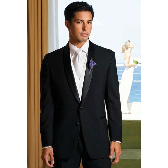 & Tie Wedding Prom 44L 44L Black La Strada Two Button Tuxedo with Pants Vest 