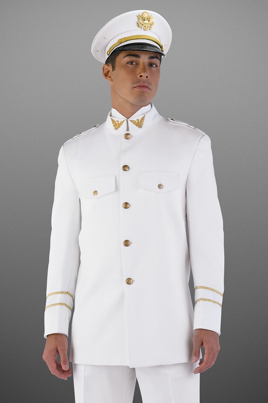 Uniform Trading Company Navy Men's White Long Sleeve Shirt Epaulets Officer CPO Dress Shirt 16.5 Neck / 34/35 Sleeve / U.S. Navy