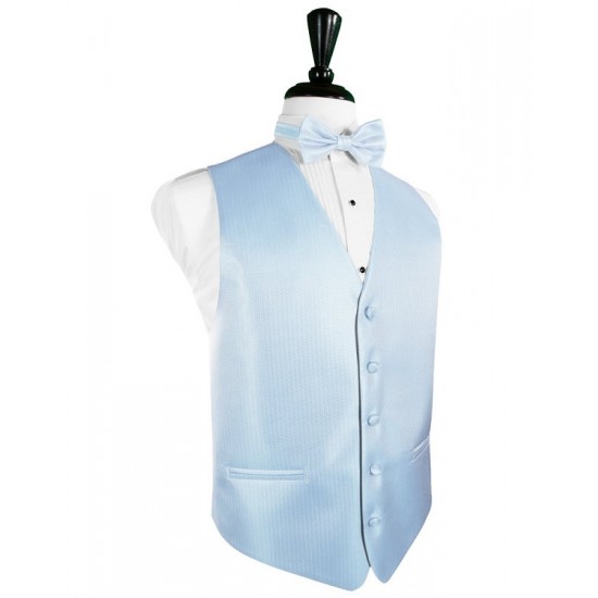 POWDER BLUE HERRINGBONE VEST by Cardi