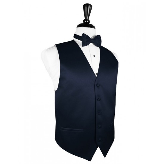 MIDNIGHT BLUE SOLID SATIN VEST by Cardi