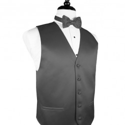 PEWTER SOLID SATIN VEST by Cardi