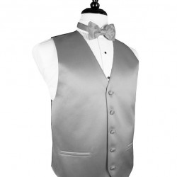SILVER SOLID SATIN VEST by Cardi