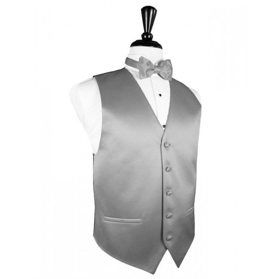 SILVER SOLID SATIN VEST by Cardi