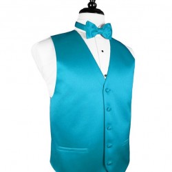TURQUOISE SOLID SATIN VEST by Cardi