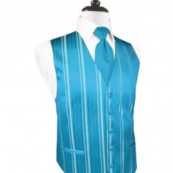 TURQUOISE STRIPED SATIN VEST by Cardi